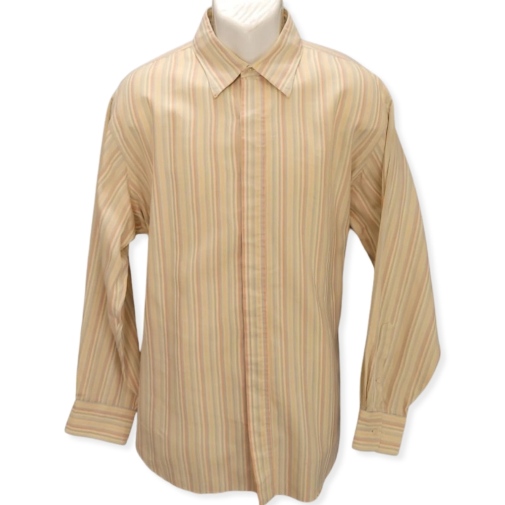 Judd Frost Mens XXL Dress Shirt Pastel Striped Long Sleeve Button Front Collar
